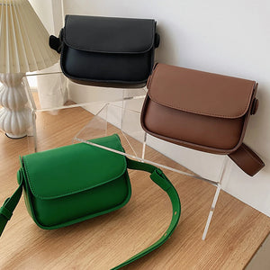 PU Leather Small Square Crossbody Bags for Women Solid Flap Messenger Bags