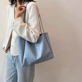 PU Leather Solid Women Shoulder Shopping Bag Casual Ladies Large Capacity Tote H