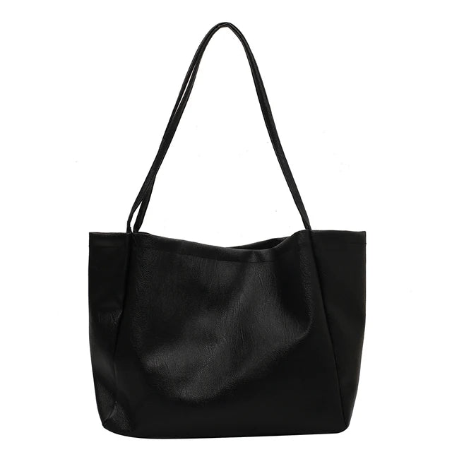 PU Leather Solid Women Shoulder Shopping Bag Casual Ladies Large Capacity Tote H