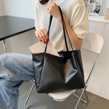 PU Leather Solid Women Shoulder Shopping Bag Casual Ladies Large Capacity Tote H