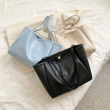 PU Leather Solid Women Shoulder Shopping Bag Casual Ladies Large Capacity Tote H