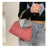 PU Leather Street Crescent Zipper Handbag Crocodile Pattern Retro Mini Bag