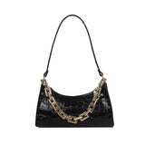PU Leather Street Crescent Zipper Handbag Crocodile Pattern Retro Mini Bag