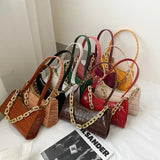 PU Leather Street Crescent Zipper Handbag Crocodile Pattern Retro Mini Bag
