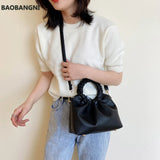 PU Leather Tote Bags For Women Solid Cloud Bag Female Crossbody
