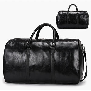 Large PU Leather Travel Duffle Bag Men's Shoulder Handbag Gym Luggage Zipper