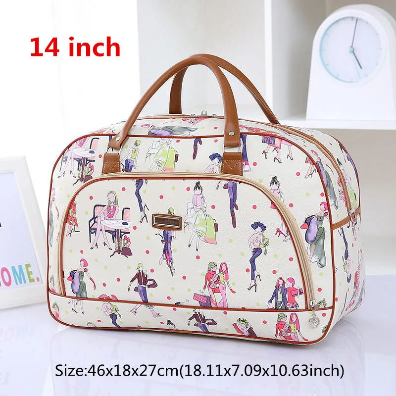 PU Leather Travel Tote Bags Large Feminine Overnight Weekend Duffle Organizer