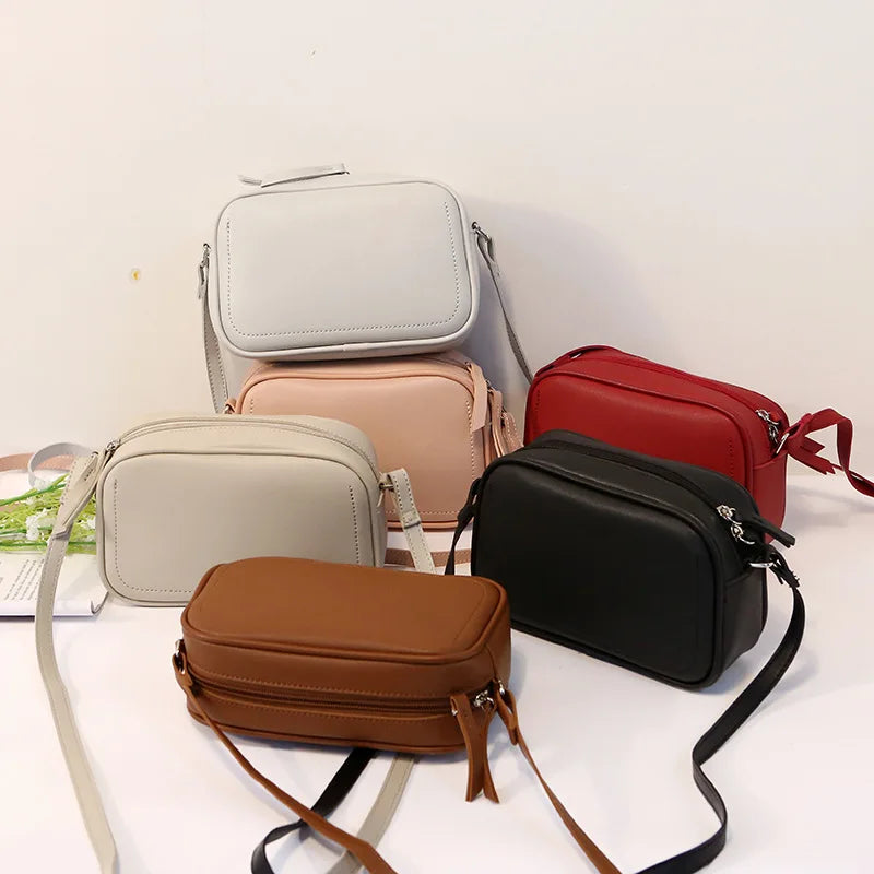 Vintage Women Crossbody Bag High Shoulder Small Solid Square Bag