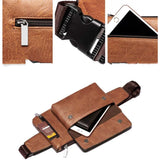 Men's PU Leather Waist Bag Travel Fanny Pack Belt Pouch Cell Phone Sling Bag