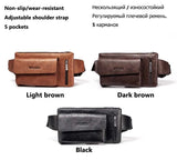 Men's PU Leather Waist Bag Travel Fanny Pack Belt Pouch Cell Phone Sling Bag