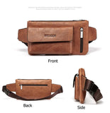 Men's PU Leather Waist Bag Travel Fanny Pack Belt Pouch Cell Phone Sling Bag