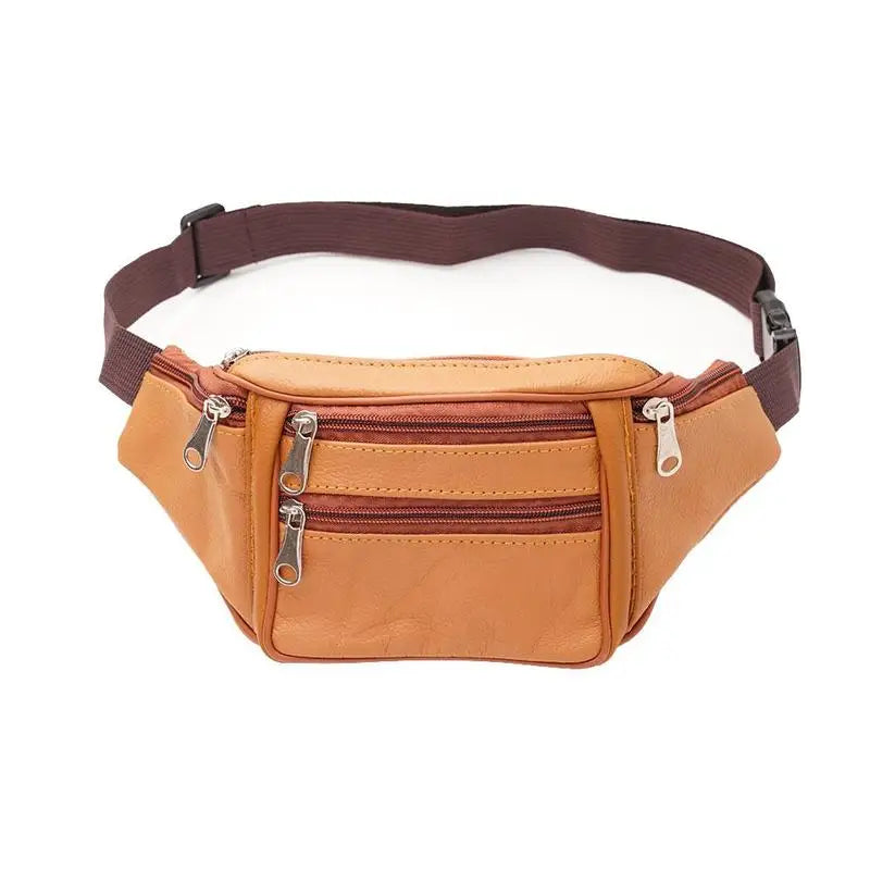 PU Leather Waist Bag Waist Pack Funny Pack Belt Bag Men Chain Waist