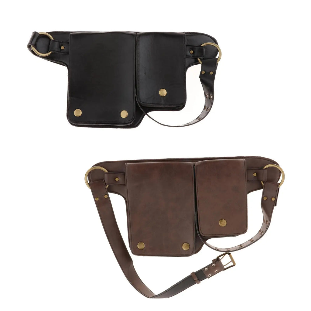 Medieval Style PU Leather Waist Belt Pouch Fannypack