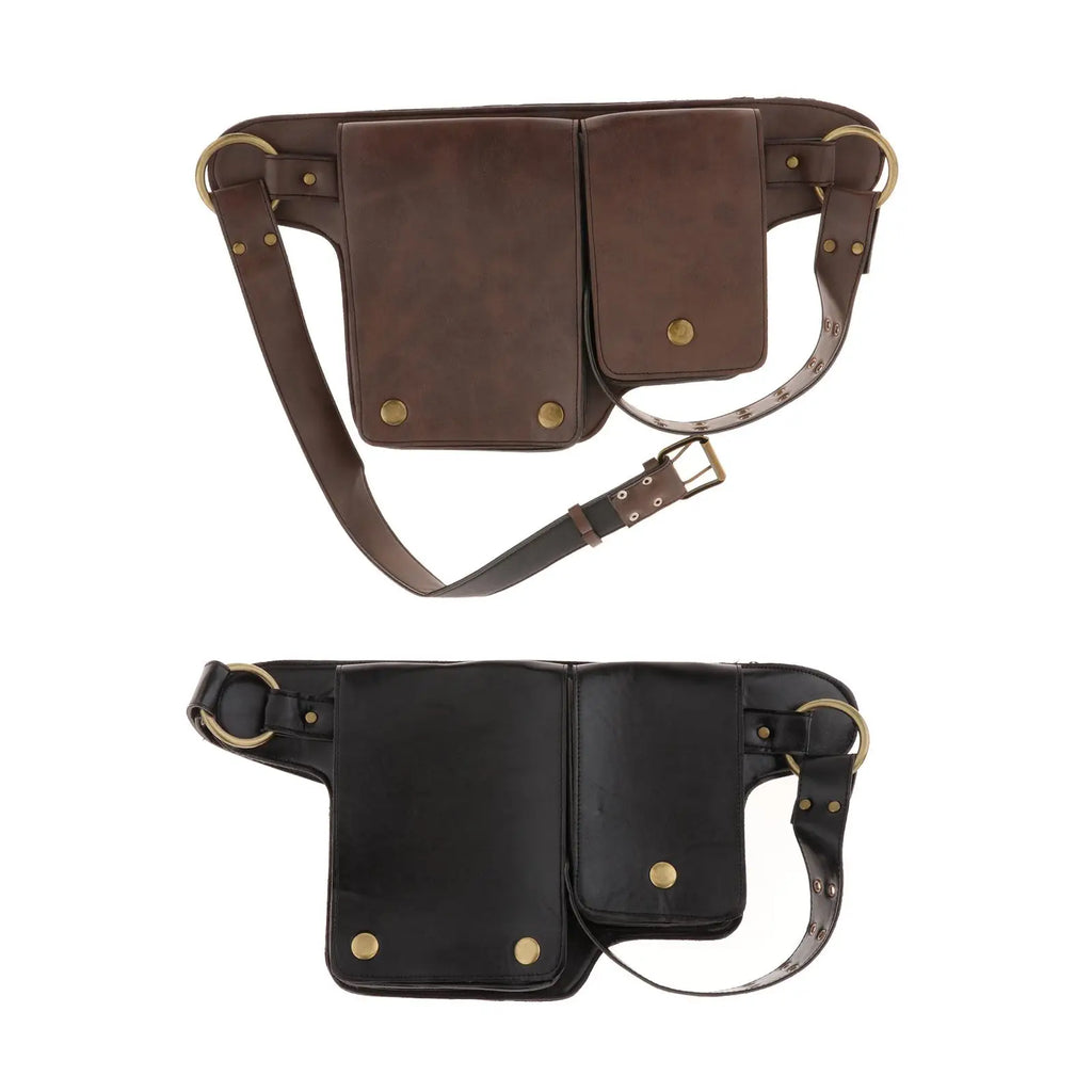 Medieval Style PU Leather Waist Belt Pouch Fannypack