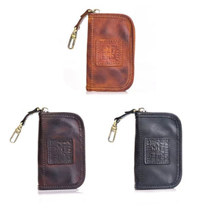 PU Leather Wallet with 6 Hooks Detachable Keyring Pouch Gift for Men