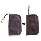 PU Leather Wallet with 6 Hooks Detachable Keyring Pouch Gift for Men