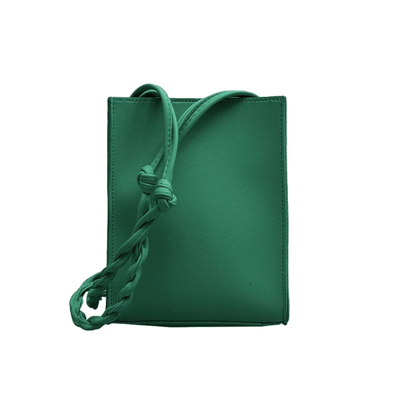 PU Leather Weave Belt Crossbody Small Square Messenger Bag for Women Girls