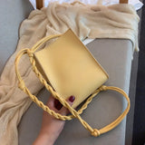 PU Leather Weave Belt Crossbody Small Square Messenger Bag for Women Girls