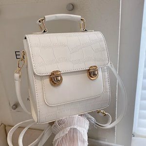 Crocodile PU Leather Women Backpack School Bags