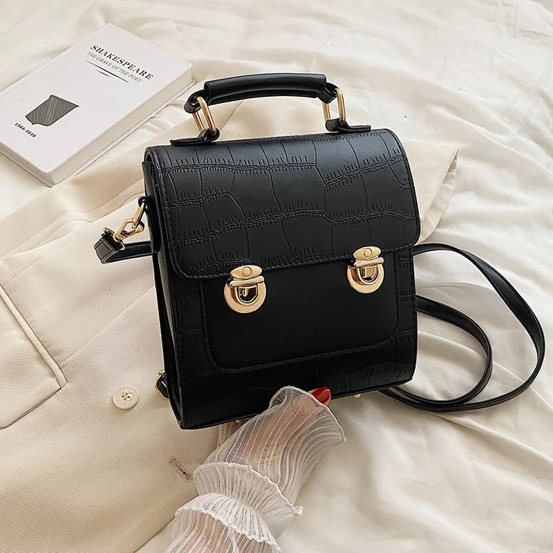 Crocodile PU Leather Women Backpack School Bags