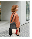 PU Leather Women Backpack Travel Large Capacity School Bags Patchwork Mochila