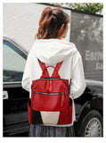 PU Leather Women Backpack Travel Large Capacity School Bags Patchwork Mochila