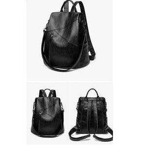 PU Leather Women Backpack Casual Stylish Multi-pocket Girls Shoulder Bag
