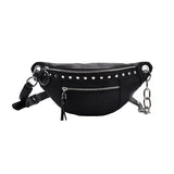 PU Leather Women Chest Bag Waist Bag Solid Banana Bag Travel Phone Pouch