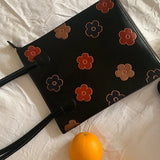 PU Leather Women Clutch Purse Handbags Vintage Flower Ladies Shoulder Bags
