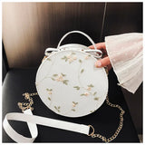 PU Leather Women Crossbody Bags Sweet Lace Round Handbags