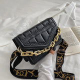PU Leather Women Handbag Girl Shopper Casual Geometric Pattern Big Thick Chain