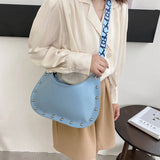 PU Leather Women Handbags Shopper Purse Casual Rivets Crossbody Bags