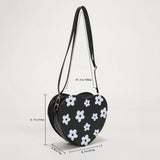 Heart-Shaped Crossbody Bag Flower Printed Purse Handbags