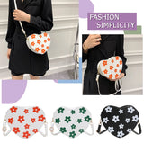 Heart-Shaped Crossbody Bag Flower Printed Purse Handbags