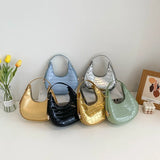 Vintage PU Leather Women Handbag Double Zipper Crescent Hobos Shoulder Bag