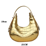 Vintage PU Leather Women Handbag Double Zipper Crescent Hobos Shoulder Bag