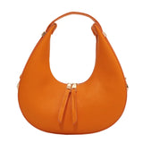 Vintage PU Leather Women Handbag Double Zipper Crescent Shoulder Bags