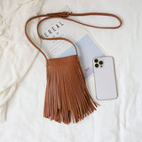 Vintage Fringe Tassel Women's Phone Bag Small Crossbody Bag