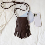 Vintage Fringe Tassel Women's Phone Bag Small Crossbody Bag