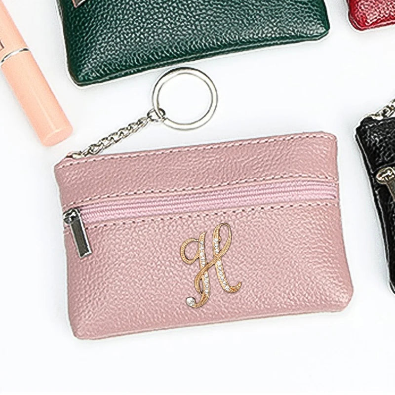 Pink PU Leather Key Bag Organizer Pouch Business Key Case