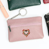 Pink PU Leather Key Bag Organizer Pouch Business Key Case