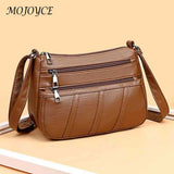 PU Leather Women Shoulder Bag Solid Messenger Crossbody Bags Multi-pocket
