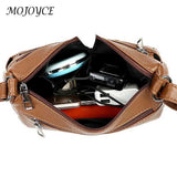 PU Leather Women Shoulder Bag Solid Messenger Crossbody Bags Multi-pocket