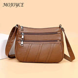 PU Leather Women Shoulder Bag Solid Messenger Crossbody Bags Multi-pocket