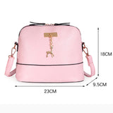 PU Leather Women Shoulder Bag Vintage Mini Crossbody Bag Deer Pendant Handbag