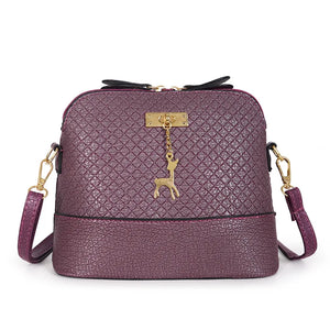 PU Leather Women Shoulder Bag Vintage Mini Crossbody Bag Deer Pendant Handbag