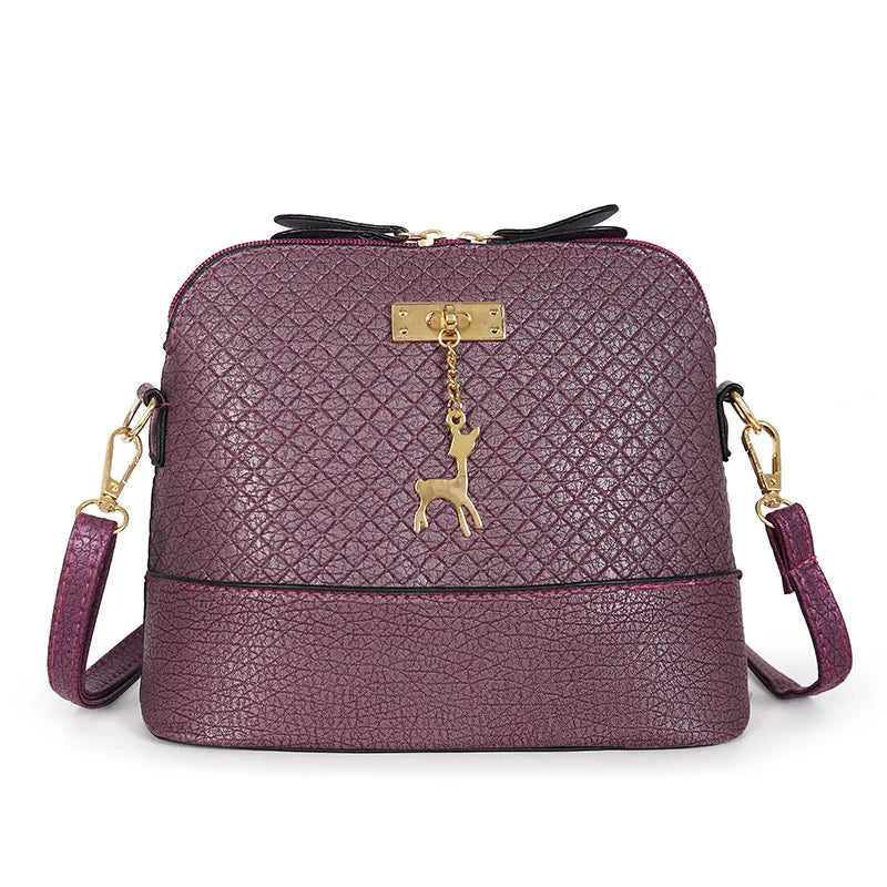 PU Leather Women Shoulder Bag Vintage Mini Crossbody Bag Deer Pendant Handbag