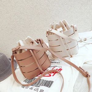 PU Leather Women Shoulder Bag Hollow Out String Cross Body Bags For Women