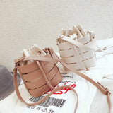 PU Leather Women Shoulder Bag Hollow Out String Cross Body Bags For Women