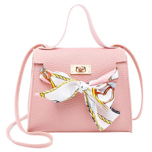 Stylish PU Leather Shoulder Bag with Bowknot Crossbody